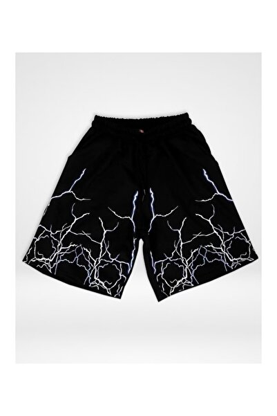 CLASSY.MODA Ανδρικό μαύρο σορτς με στάμπα, άνετη εφαρμογή, ελαστική μέση, καθ...