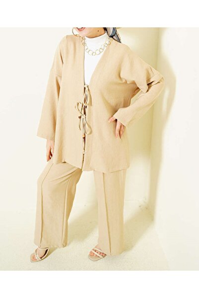 Lavanta Tekstil Σετ κιμονό δύο τεμαχίων με κορδόνια δεσίματος στο μπροστινό μ...