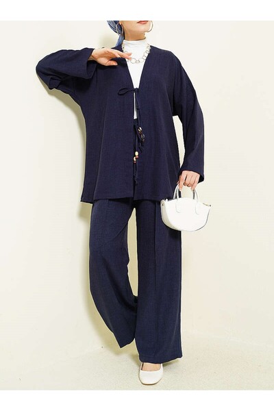 Lavanta Tekstil Σετ κιμονό δύο τεμαχίων με κορδόνια δεσίματος στο μπροστινό μ...