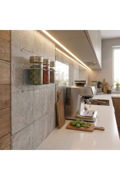 chalybes Minimalist Window Grey Galvanized Spice Rack - Wall Mounted Kitchen ...