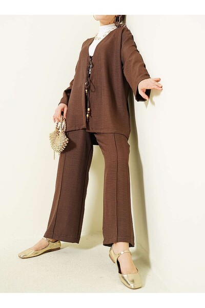 Lavanta Tekstil Σετ κιμονό δύο τεμαχίων με κορδόνια δεσίματος στο μπροστινό μ...