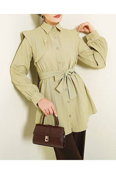 Lavanta Tekstil Πουκάμισο με ανάγλυφα πέτρινα κουμπιά