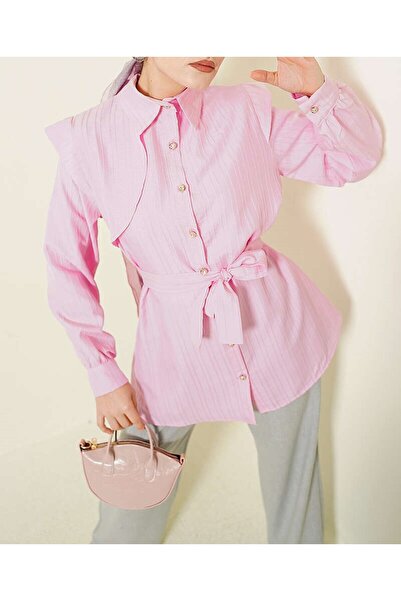 Lavanta Tekstil Πουκάμισο με ανάγλυφα πέτρινα κουμπιά