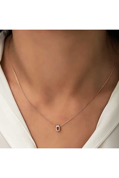 Butik Gümüş Rose 3 Boyutlu Ö Harf Kolye