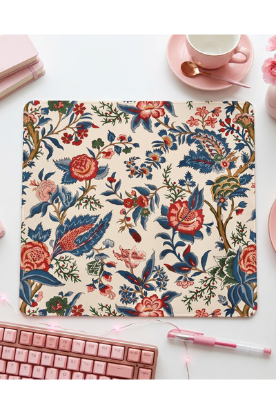 matizya Klasik Desenli Bilek Destekli Mousepad – Vintage Floral Mouse Pad, Şı...