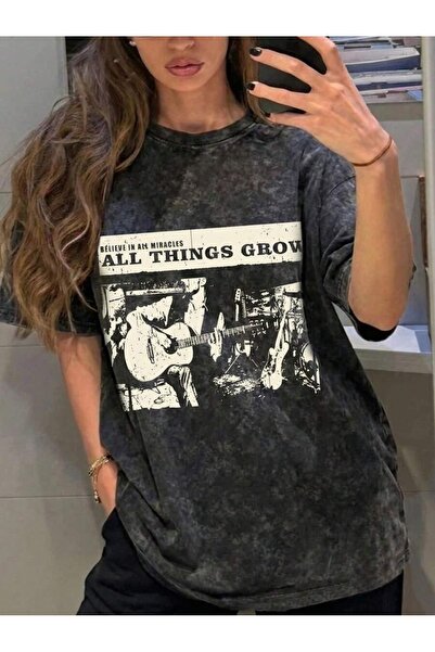 CLASSY.MODA Unisex Μαύρο μπλουζάκι με στάμπα oversize Streetwear Άνετη εφαρμο...