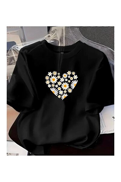 CLASSY.MODA Unisex Μαύρο μπλουζάκι με στάμπα oversize Streetwear Άνετη εφαρμο...