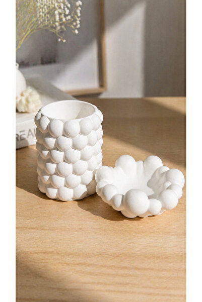 Homesinti El Yapımı taş Bubble Organizer Set | Fırçalık, Takı Kasesi, Salon D...