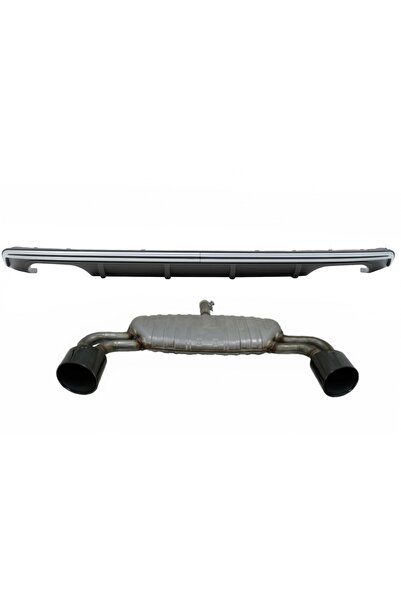 tuningset Πίσω διαχύτης προφυλακτήρα με σύστημα εξάτμισης, Μαύρο, κατάλληλο γ...