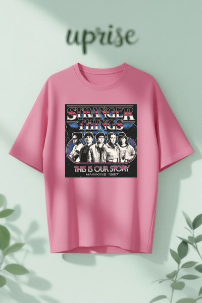 Vordevia Μπλουζάκι Stranger Things Hawkins με στάμπα, βαμβακερό, oversized