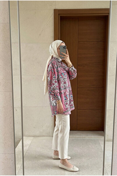 Kirazca Butik Γυναικείο πουκάμισο με μοτίβο αντίθεσης υψηλής ποιότητας, μεγάλ...