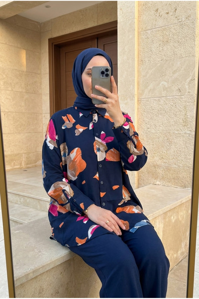 Kirazca Butik Γυναικείο πουκάμισο με μοτίβο αντίθεσης υψηλής ποιότητας, μεγάλ...