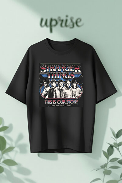 Vordevia Μπλουζάκι Stranger Things Hawkins με στάμπα, βαμβακερό, oversized