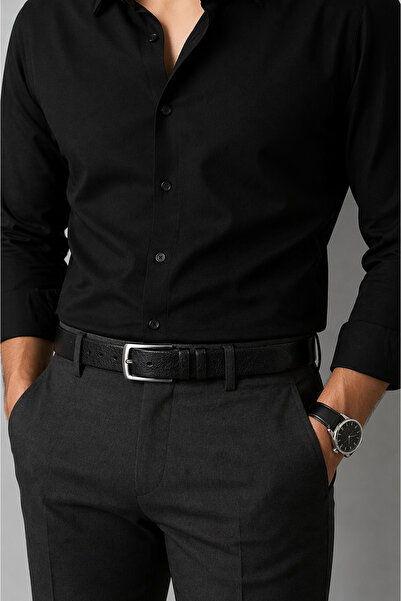 derikem Κλασική ανδρική ζώνη από γνήσιο δέρμα 3 εκ.