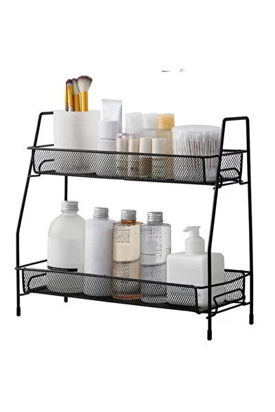 OEM Raft organizator bucatarie, 2 niveluri stil loft, metal, 31 x 32.5 x 17 c...