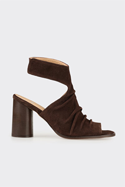 Elle Shoes Kahve Deri Kadın Sandalet