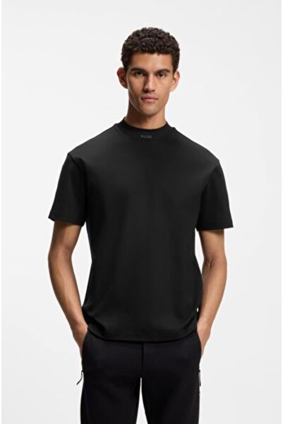 BOSS SİYAH LOGOLU DİK YAKA ERKEK T-SHIRT