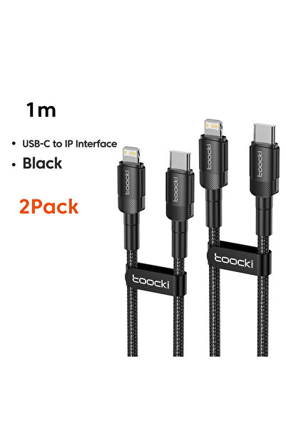 Choice13 كابل توكي أسود بطول 1 متر، قطعتان، من نوع توكي PD 20W USB C إلى لايت...