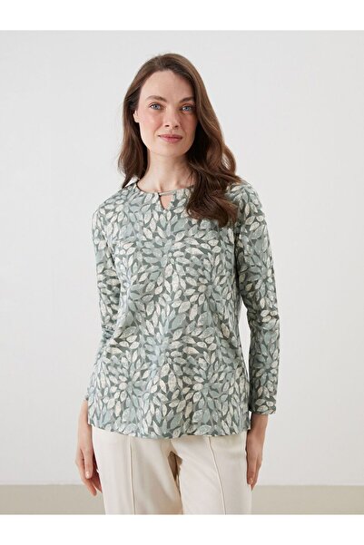 LC Waikiki Lcw grace green bicycle collar floral blouse