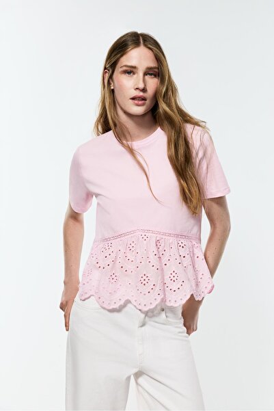LEFTIES Fisto işlemeli peplum t-shirt