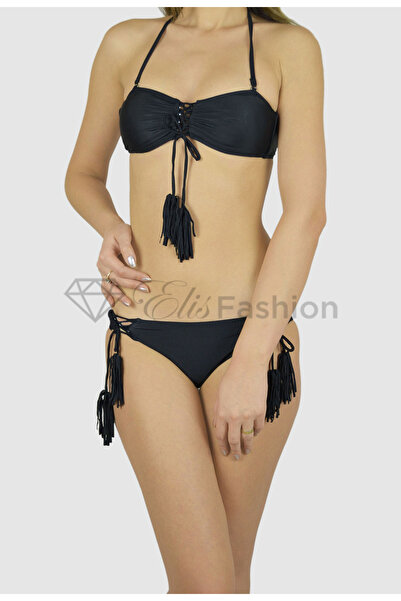 Elis Fashion Black two-piece swimsuit with Tasseled