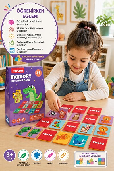 TOYFEST لعبة تطابق الحيوانات من Puedo Memory، 36 قطعة، لعبة ذاكرة EVA، 3+ لعب...
