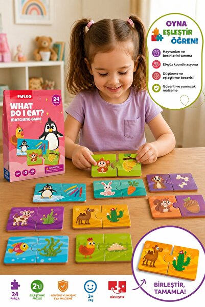 TOYFEST Puedo What Do I Eat Eşleştirme Yapbozu 24 Parça Eğitici Oyuncak 3+ Ya...