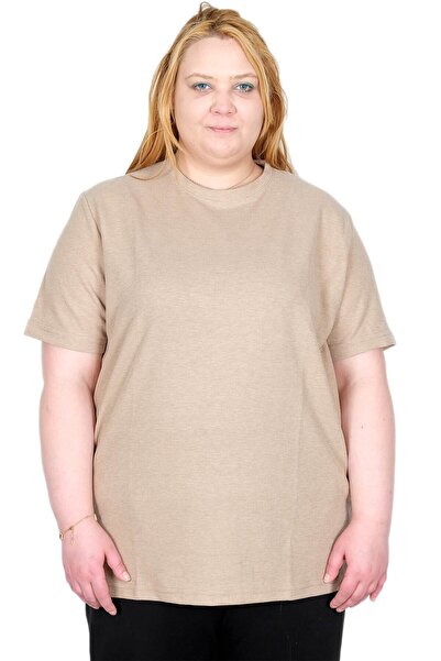 ModeXL Mode XL Real Big Size Γυναικείο T-Shirt με υφή βάφλας 20033 ΜΠΕΖ