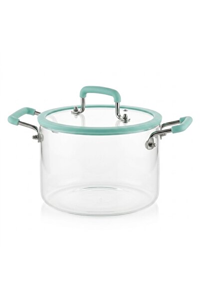 OEM Διαφανής βοριοπυριτική γυάλινη κατσαρόλα με καπάκι, 4,5 λίτρα, με τιρκουά...