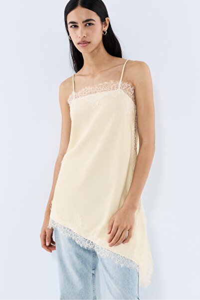 LEFTIES Asimetrik dantelli top