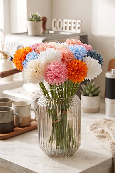 Yapay Çiçek Deposu Τεχνητό Λουλούδι Χρυσάνθεμο 7 τεμαχίων Μίνι Μπουκέτο Χιονό...