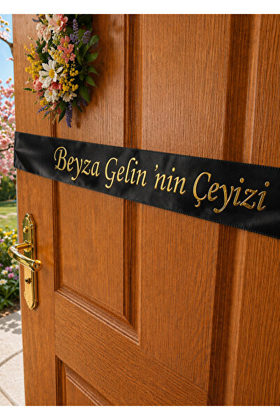 lafazan Çeyiz Kurdelesi Kapı İçin Kurdele | 4 cm Gold Gümüş Bride Gelin