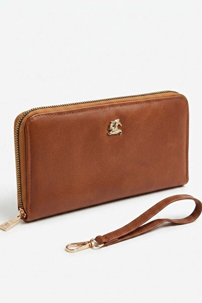 Madmext Γυναικείο πορτοφόλι πολλαπλών θέσεων με λουράκι καφέ χρώματος MG2841