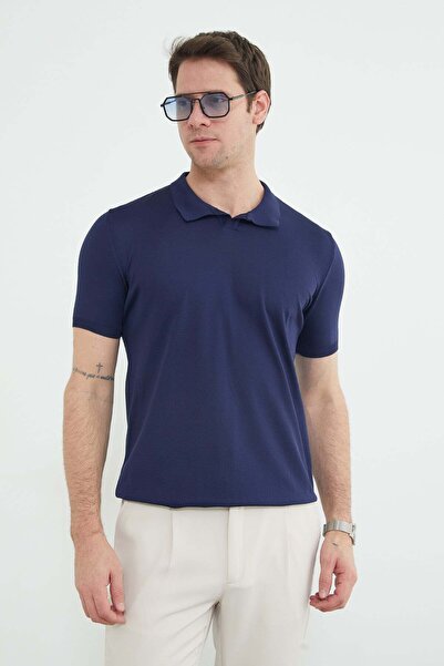 Fulla Moda Βασικό πλεκτό μπλουζάκι με γιακά Apaş