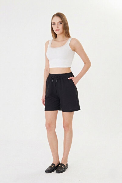 Sortie Γυναικείο σορτς Ayrobin με ψηλή μέση και ελαστικές τσέπες, μαύρο