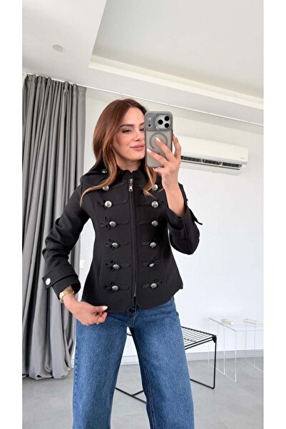 pelin yıldız butik Siyah Napolyon Blazer Ceket