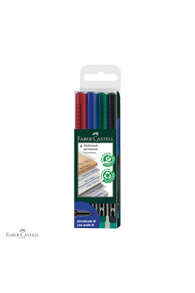 Faber Castell Set de 4 markere permanente Faber-Castell Multimark, vârf mediu...