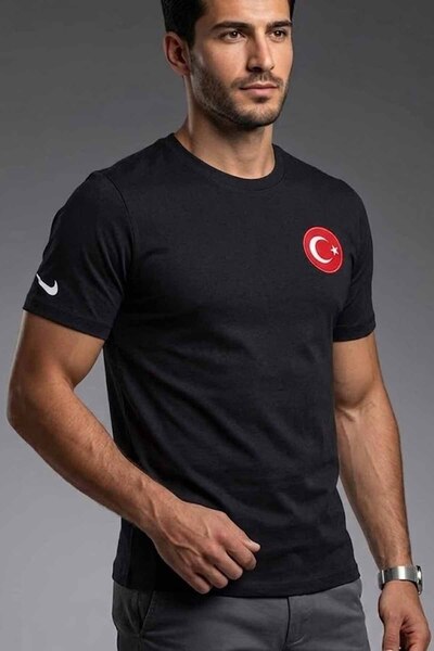 Nike Ανδρικό μπλουζάκι Τουρκίας 100% βαμβακερό λευκό/μαύρο/κόκκινο