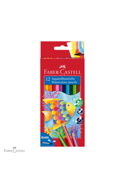 Faber Castell Set de 12 creioane colorate acuarelabile Faber-Castell cu pensu...