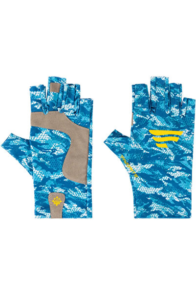 Favorite Manusi Solar Fishing Gloves 5 Cut White and Blue L-XL