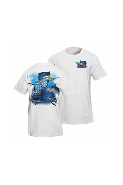Flying Fisherman Sailfish Frenzy White Tee XL
