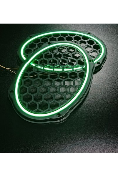 POZART AUDİO SYSTEMS Oval 6x9 Hoparlör Kapağı Plastik aneon Yeşil Işıklı Vida...