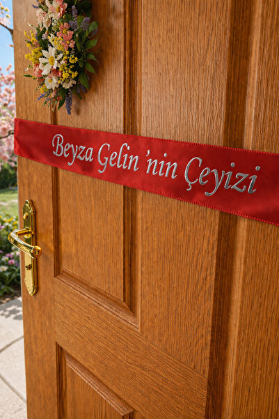 lafazan Çeyiz Kurdelesi Kapı İçin Kurdele | 4 cm Gold Gümüş Bride Gelin