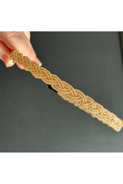 QUEEN AKSESUAR Luxury Design Exquisite Bead Embroidered Metal Crown Hair Accessory Women's Children's Crown Shiny Transparent Gold Gold