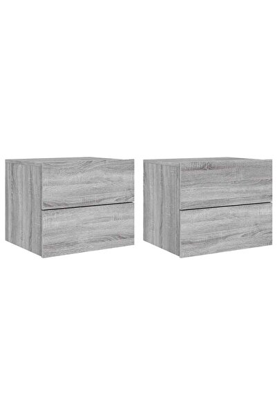 vidaxl Κομοδίνα Επιτοίχια Φώτα LED 2 τεμ. Γκρι 836823