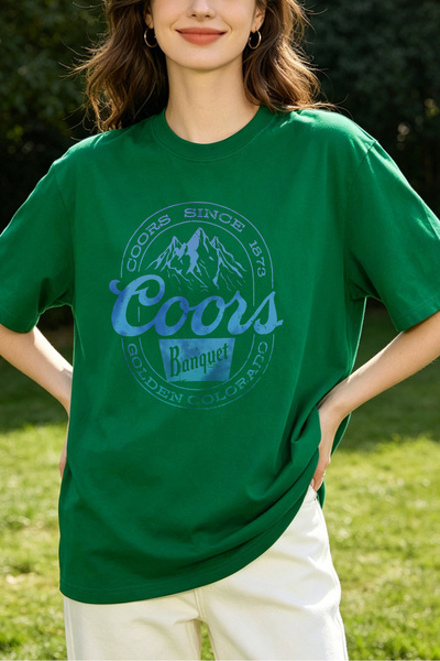 Fleck Womens T Shirts Coors Banquet Logo Vintage Style Graphic Print Casual S...