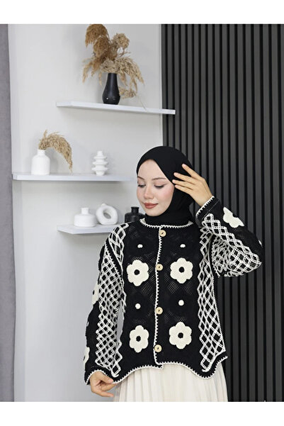 TATULA Floral Detailed Knitted Cardigan