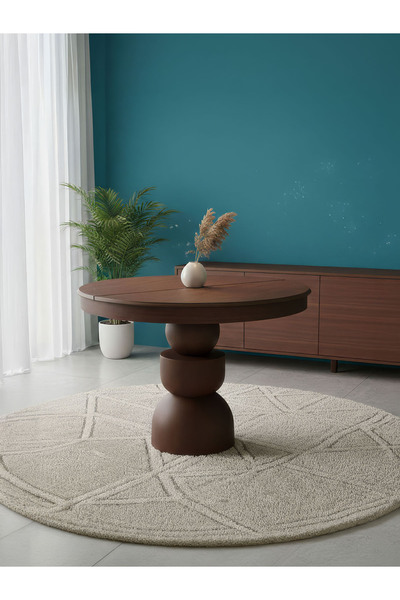 Gazzini Furniture Orbis Açılır Yuvarlak Ahşap Yemek Masası 120x120
