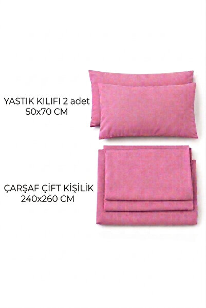 Faralya Life %100 Pamuk Çift Kişilik Çarşaf Takımı - 240x260 cm Lastiksiz Çarşaf + 2 Adet Yastık Kılıfı 50*70