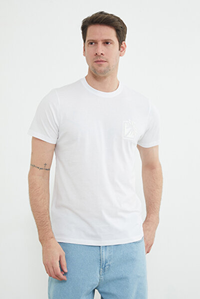 Fulla Moda Μπλουζάκι με στάμπα Palm Tree Emboss με λαιμόκοψη ποδηλάτου